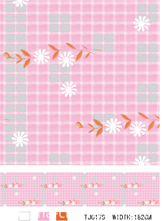 Cheap New Design Vinyl Table Cloth Plastic Transparent, PVC Clear Printed Tablecover